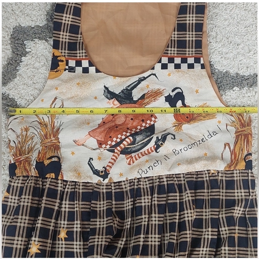 🧡 Rare Vintage Handmade Halloween Witch Black Cat Pumpkin Harvest Dress M‼️FINAL - Picture 7 of 9